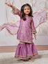 Girl's' Purple Kurta Sharara Set With Dupatta